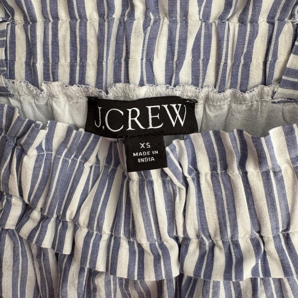 J. Crew voile ruffle-trim shift cotton dress Size XS Striped Midi Coastal Preppy - Picture 5 of 10